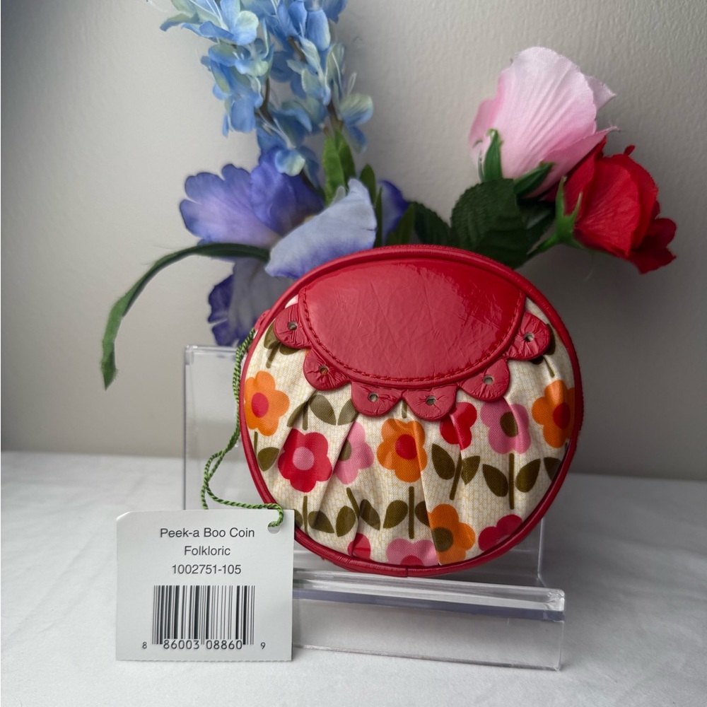 NWT Vera Bradley Round Zip Frill Coin Purse Peek a Boo Folkloric Retired